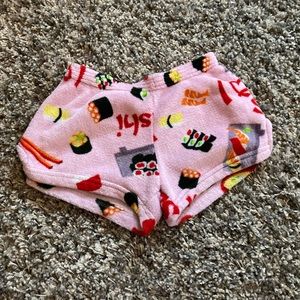Cute sushi fuzzy pajama shorts